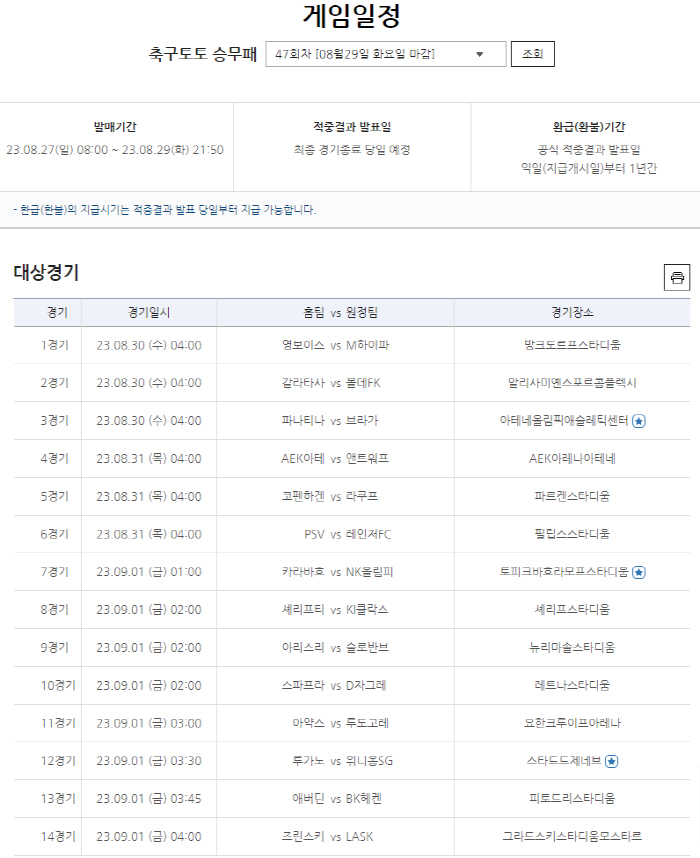 스포츠토토 축구토토 승무패 46회차, 약 8억원의 적중금 다음회차로 이월