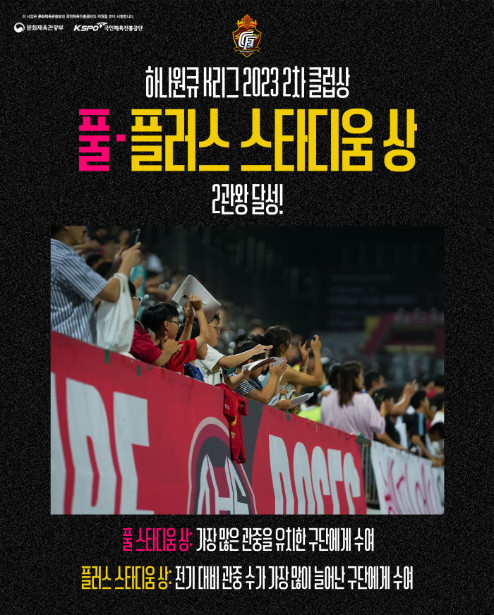 '팬들과 함께하는' 경남FC, 풀 스타디움-플러스 스타디움 2관왕 영예