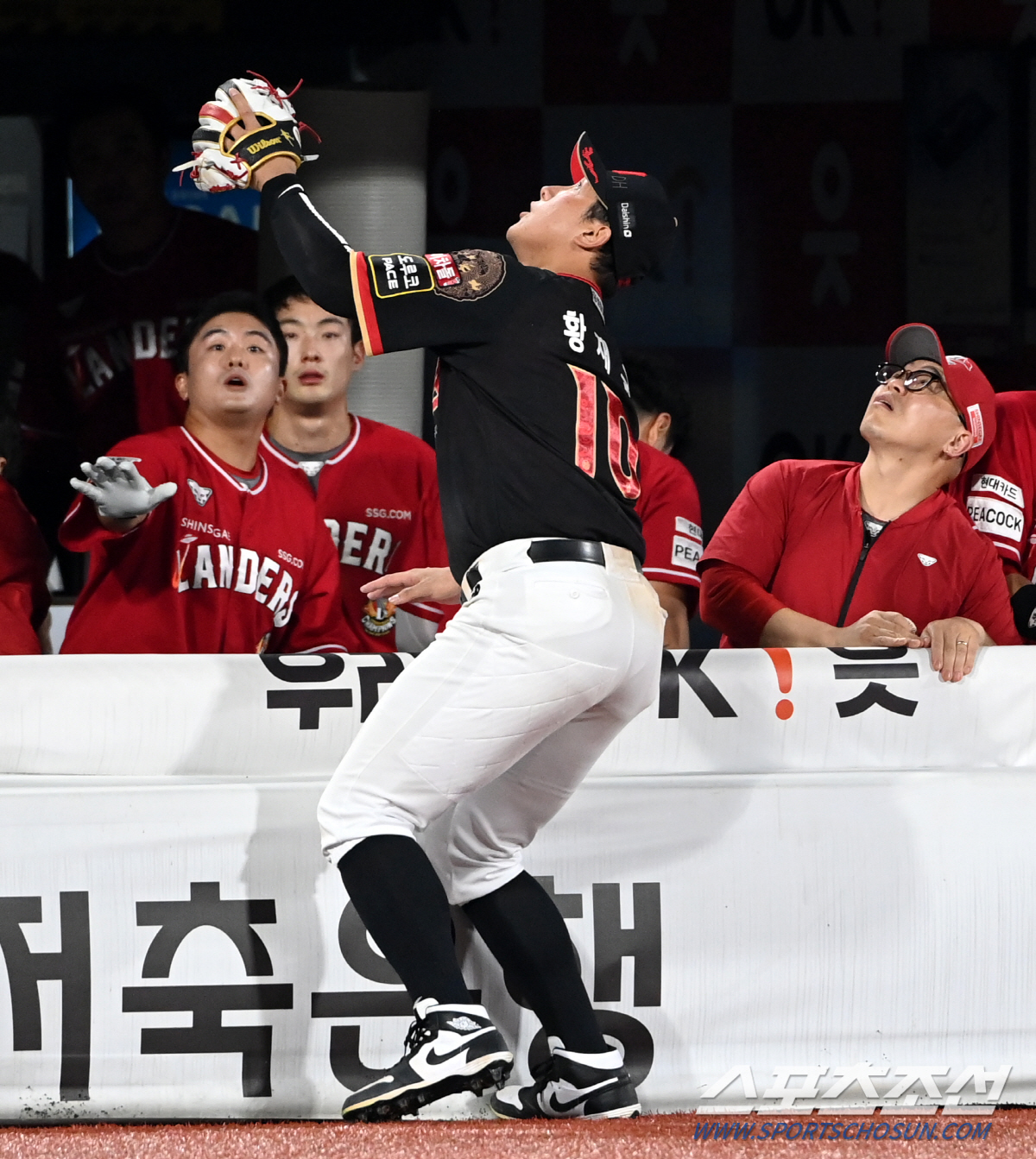 '이건 누구 다리?' 타구 잡다 상대 더그아웃으로 쓱~, 다친 팔보다 놓…