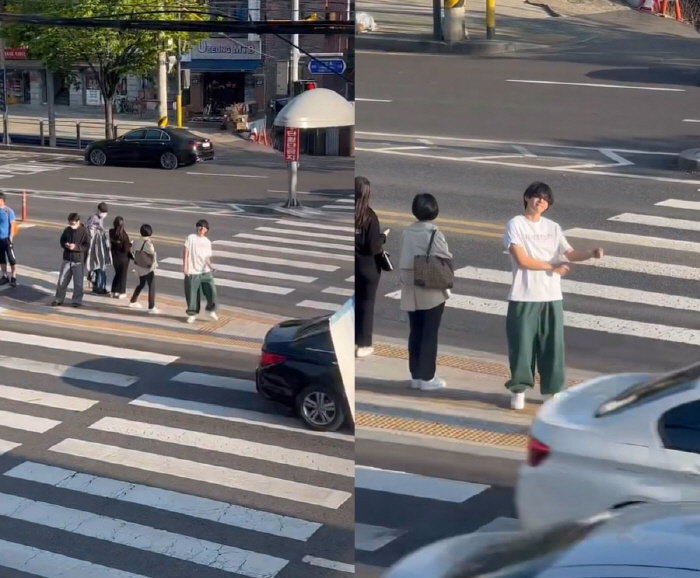 뷔. 횡단보도서 '무반주 댄스'...민희진이 공개한 '반전의 장꾸미'