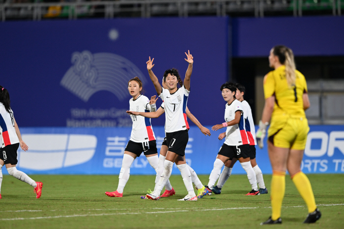[항저우 ON]손화연 해트트릭→지소연, 韓 축구 첫 150경기+69호골……