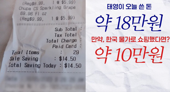 '권상우♥' 손태영, 한국 2배인 美물가에 영수증 꼼꼼 체크..알뜰한 엄…