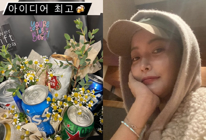 김희선, "아이디어 최고!" 꽃대신 '캔다발 선물'..소문난 애주가의 행…