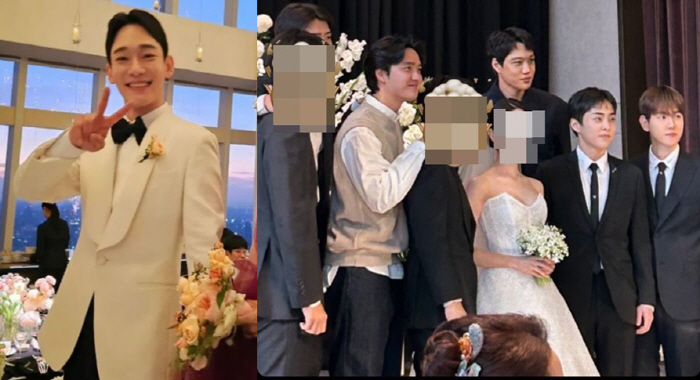 '두 딸 아빠' 엑소 첸, 3년만 '뒤늦은 결혼식'…멤버들 전원 참석 '…