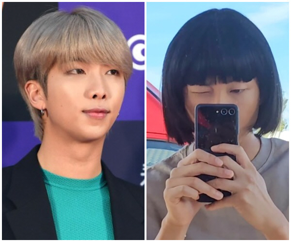 BTS RM 맞아? '칼단발' 파격 헤어스타일에 팬들 폭소