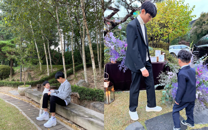 장신영♥강경준 가족사진..닮아서 더 행복한 '붕어빵  네 식구'