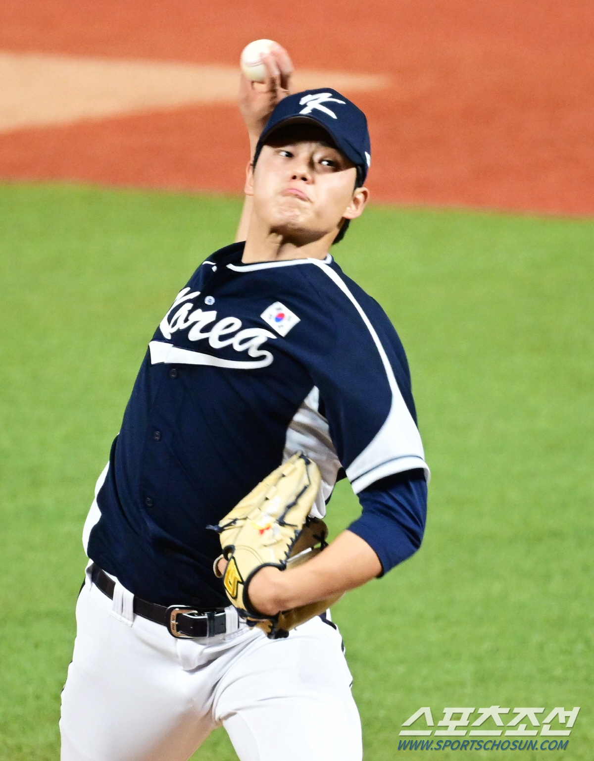 2일 중국 항저우 샤오싱 야구장에서 열린 항저우아시안게임 야구 조별리그 B조 대만과 2차전. 선발 등판한 문동주. 항저우(중국)=송정헌 기자songs@sportschosun.com/2023.10.02/