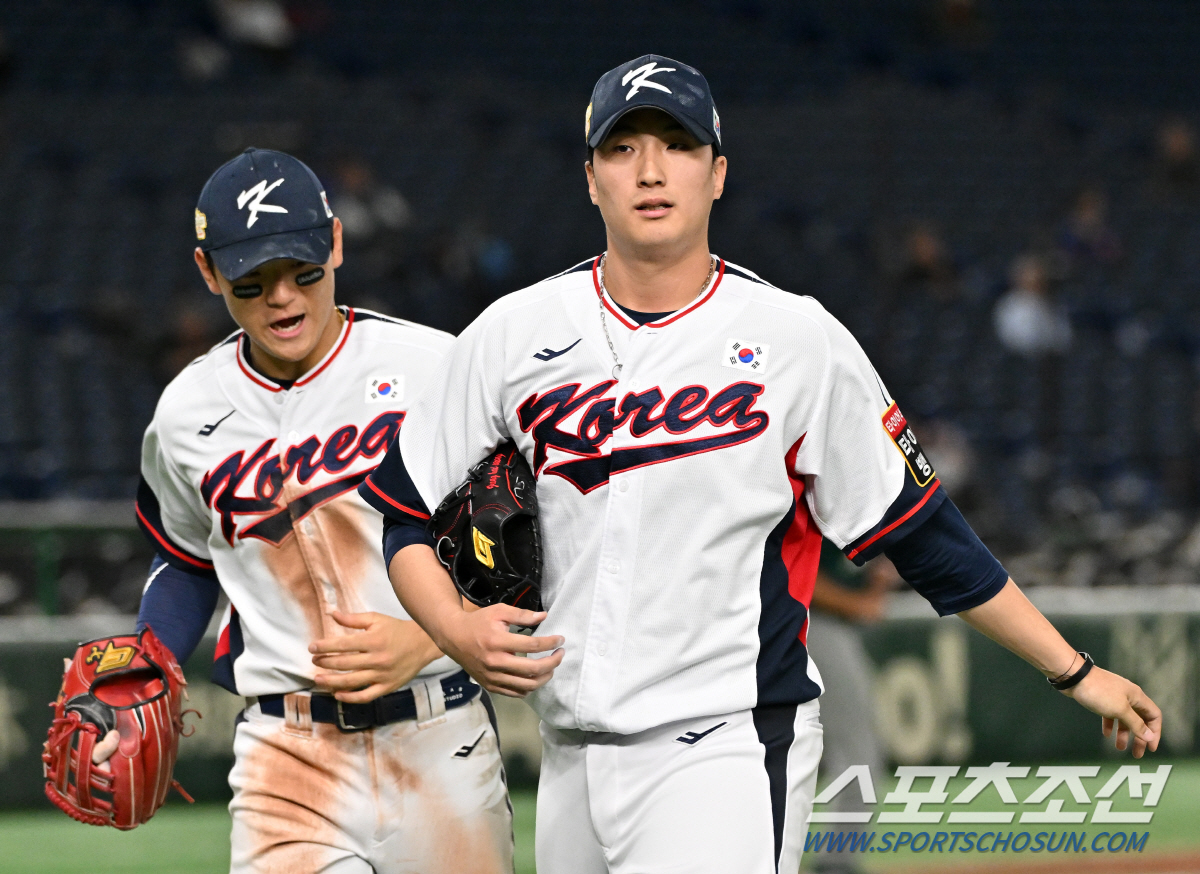 16일 일본 도쿄돔에서 열린 2023 아시아 프로야구 챔피언십(APBC) 한국과 호주의 경기. 9회초 2사 1,2루 실점 위기를 막은 정해영이 기뻐하고 있다. 도쿄(일본)=박재만 기자pjm@sportschosun.com/2023.11.16/