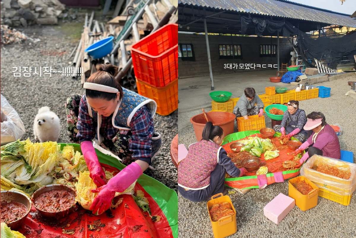 고은아, 엄청난 김장 스케일..끝없는 재료 준비 "3대가 모였다"