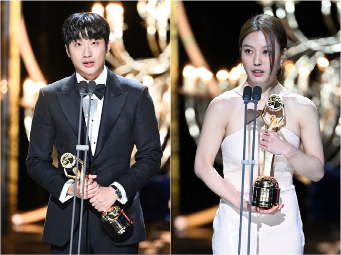 [44th청룡] '밀수' 고민시·'화란' 홍사빈, 男女신인상 영광.."김혜수가 닦아놓은 길 따라갈 것"