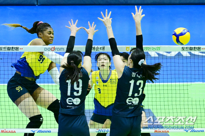 '양효진 21점-모마 19점-위파위 15점-정지윤 12점' 무서운 4각편…