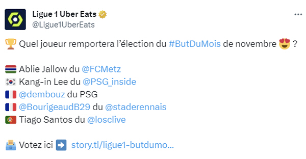 '음단장이 흘려준 공 왼발로 쾅' 이강인 존재감 알린 리그앙 데뷔골, 11월 이달의 골 후보 선정…첫 수상 노린다