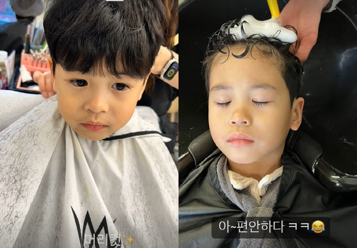 '강경준♥' 장신영, 뽀글머리 변신한 5살 정우 자랑..母 닮아 완성형 …