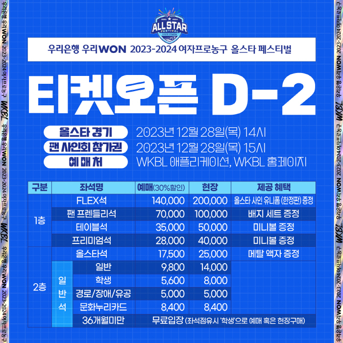 여자농구 올스타전 및 팬사인회, 28일부터 온라인 예매 시작