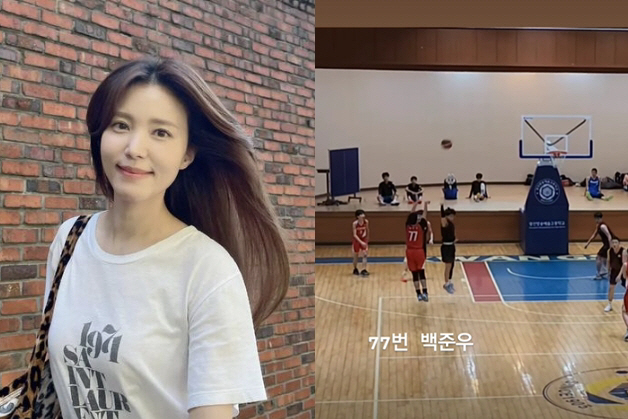 '백도빈♥' 정시아, '180cm 넘는 중2 아들' 자랑할만 해..농구선…