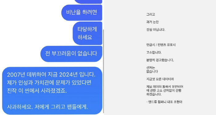 "분명히 경고, 선처 없다"..조현아, 악플러에 "비난하려면 타당하게, …