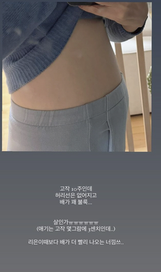 '윤남기♥' 이다은, 살짝 나온 D라인 "'임신 10주차' 아기는 3cm…