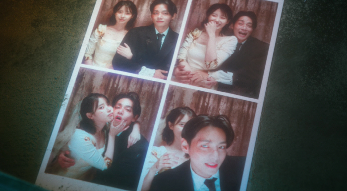 아이유, 뷔와 뺨 맞대고 부비부비..♥넘치는 웨딩 네 컷