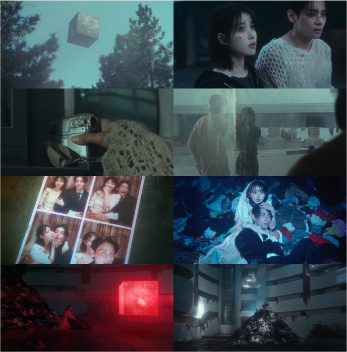 아이유, 뷔와 뺨 맞대고 부비부비..♥넘치는 웨딩 네 컷