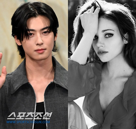 차은우, 美서 인디아 아이슬리와 카페 데이트 포착…"솔로 뮤비 촬영"