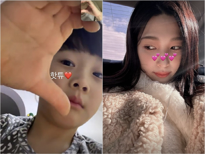 '최민환과 이혼' 율희, 아들과 영상통화 '손하트' 애틋한 '핫튜'