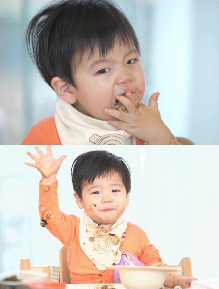 "벌써 짜장면 먹방까지?"..홍현희♥제이쓴子 준범, '본투비 먹짱베이비'…