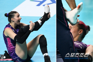 '내 발 왜 이래?' 자신도 몰랐던 핏빛 투혼, 붉게 물든 양말 보며 깜짝 놀란 랜디 존슨의 딸[장충 현장]