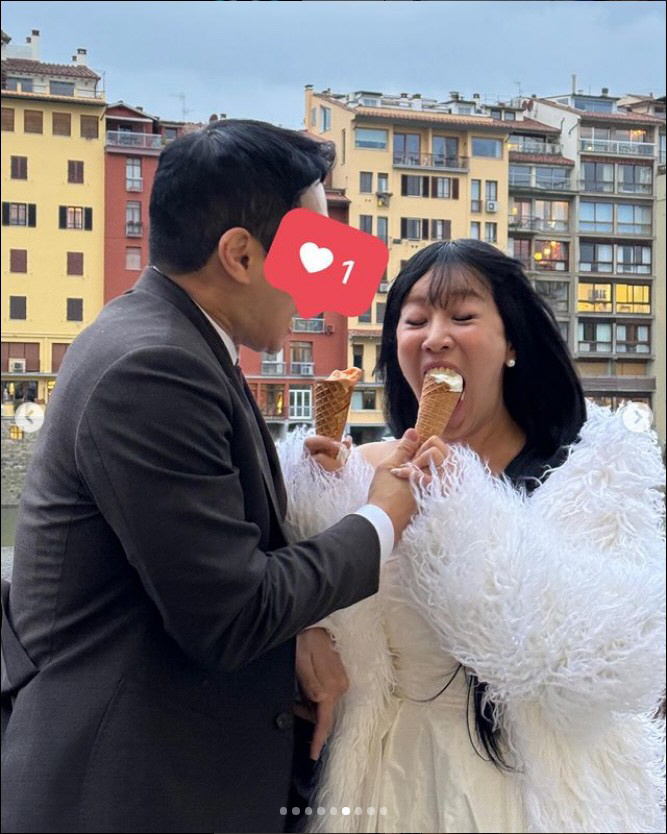 '혼전임신' 랄랄, 피렌체 웨딩사진 공개..."밀라노 여두목 느낌"