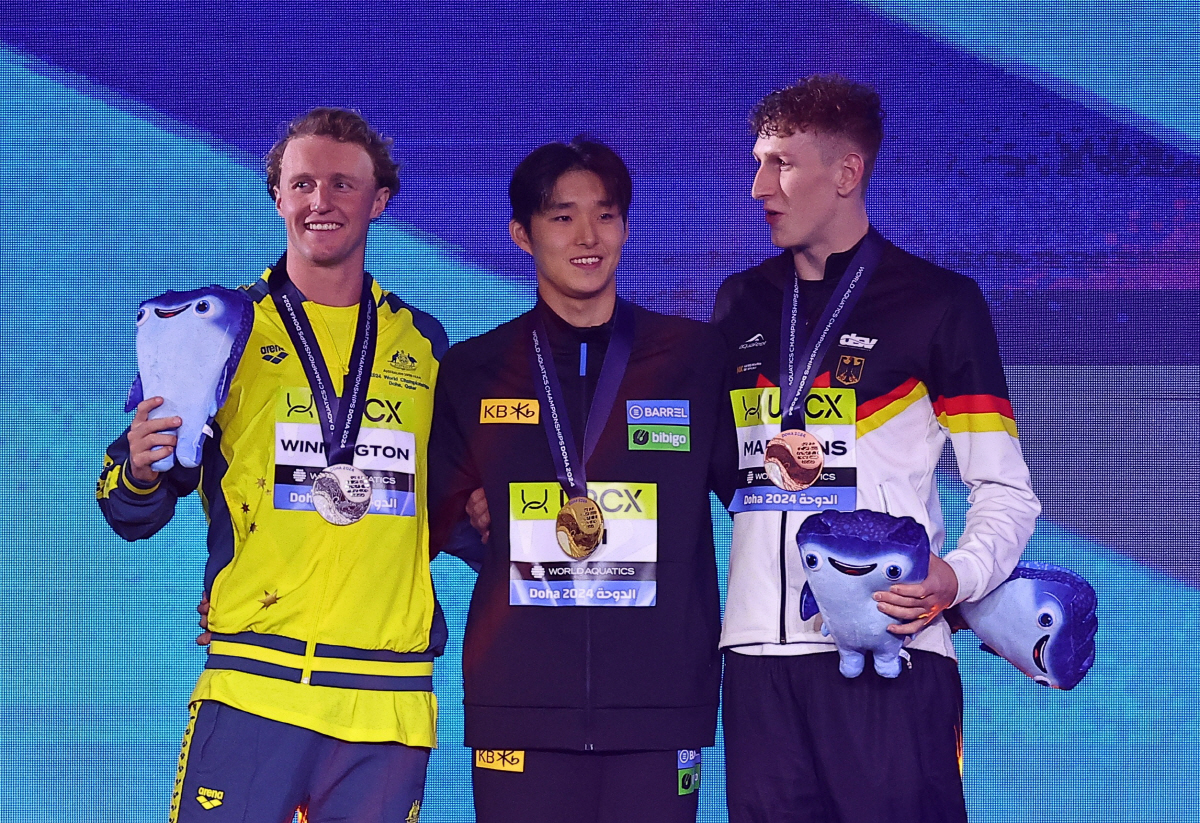"金우민 해냈다!" 男자유형400m 박태환 이후 13년만에 세계선수권 金…