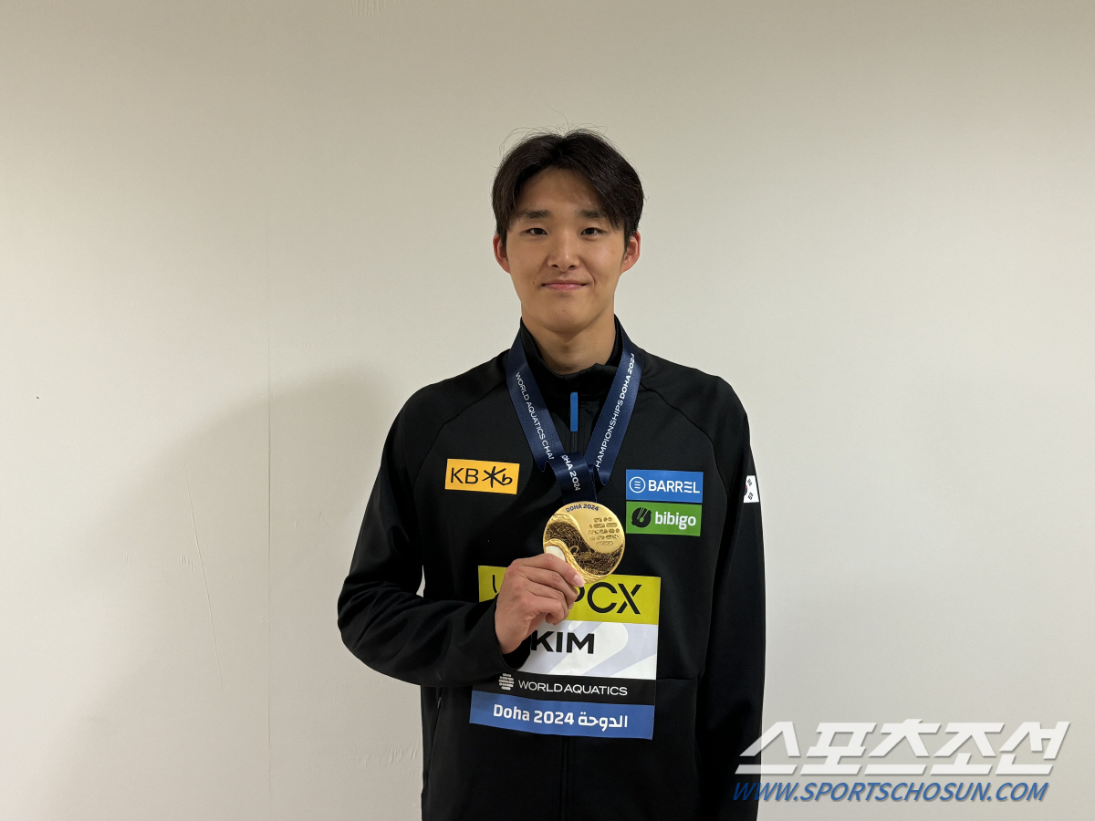 '뉴 마린보이'金우민"세계선수권金 해냈으니,다음은 파리올림픽 金!"[도하…