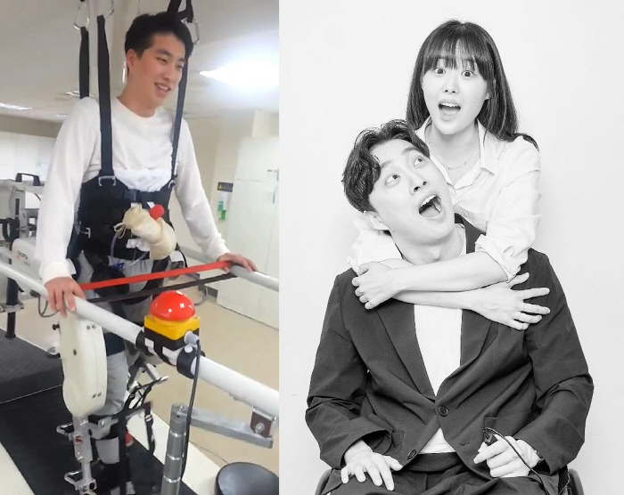 "위캔두잇"…'송지은♥' 박위, 보행로봇과 진짜 걸었다