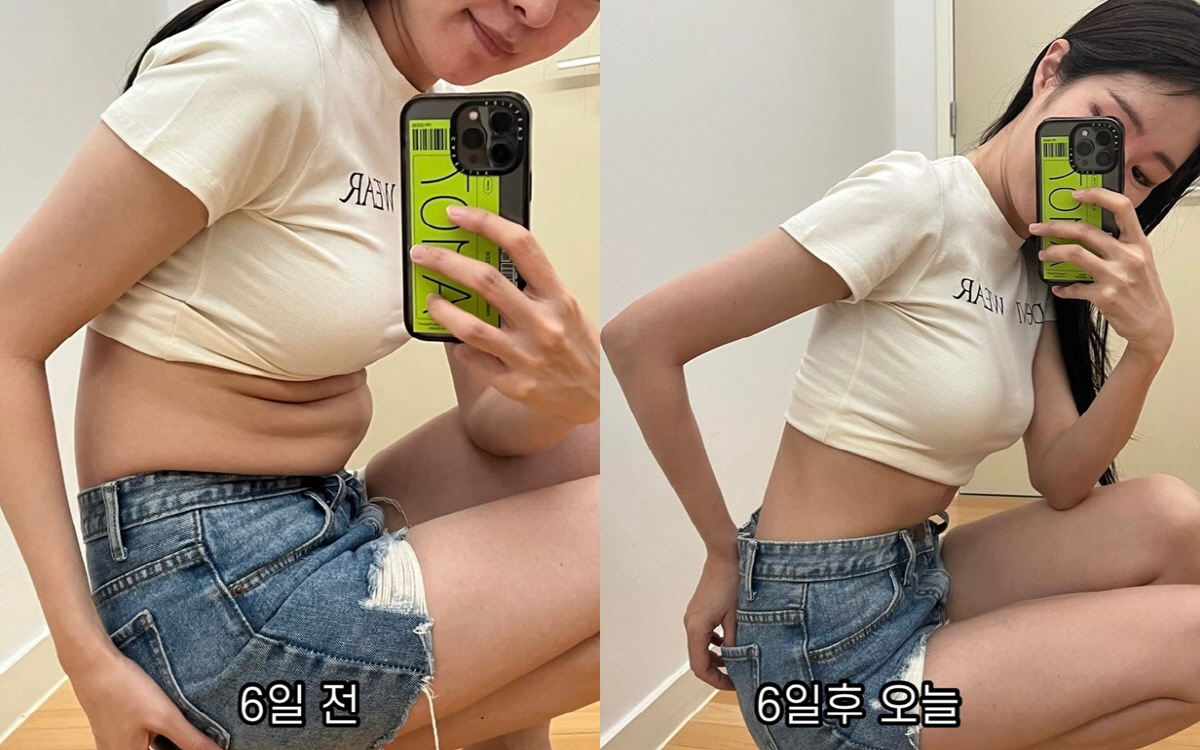 '김태현♥' 미자, 6일만 5kg 감량 성공..충격 뱃살→개미허리로 '변…