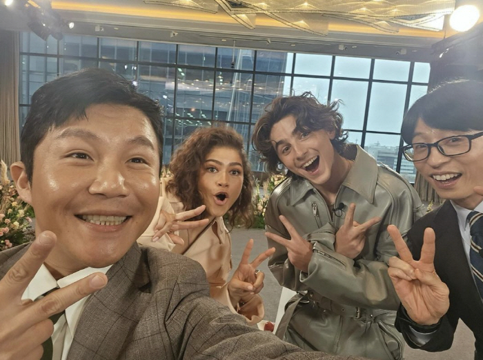 "이 조합 실화?" 티모시 샬라메, 유재석 만났다…'유퀴즈' 촬영샷 '화…