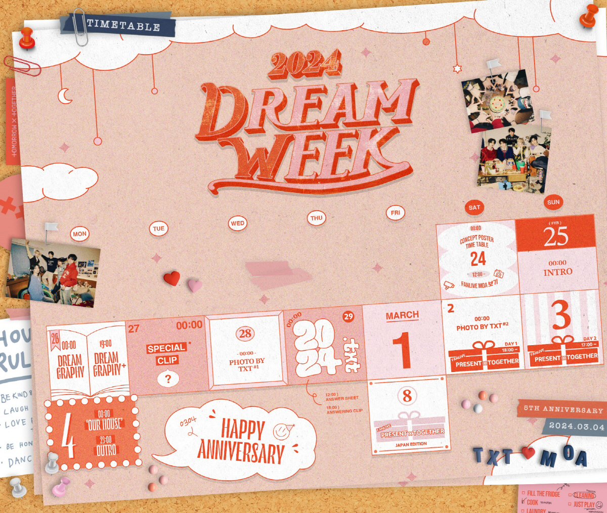 "축제의 막 올랐다" TXT, ‘2024 DREAM WEEK’ 타임테이블…