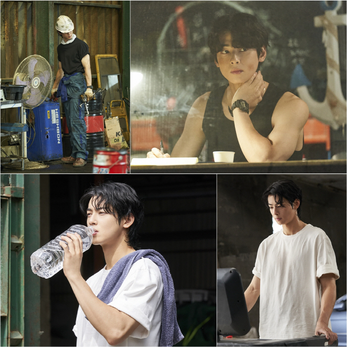 차은우, 땀에 젖은 촉촉한 머리칼+성난 근육+태평양 어깨…남성미 폭발('…