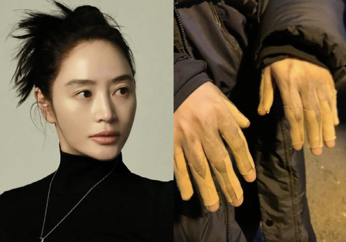 김혜수, 손에 테이프 칭칭·손톱엔 때가 가득..열정 가득한 영화 현장 속…
