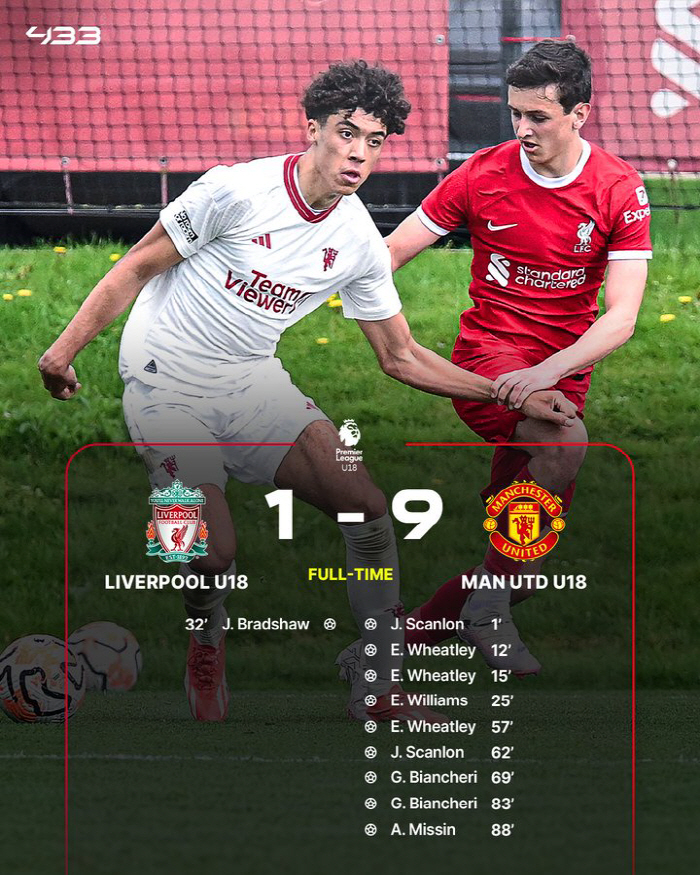 '이거 실화?' 맨유, 리버풀 9-1 대파 '너희가 미래다'…0-7 대참…