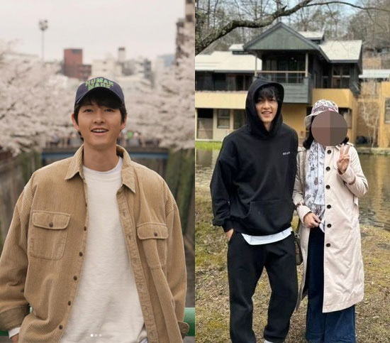 송중기, ♥케이티+子과 함께하는 日 벚꽃 가족여행 '행복한 순간'