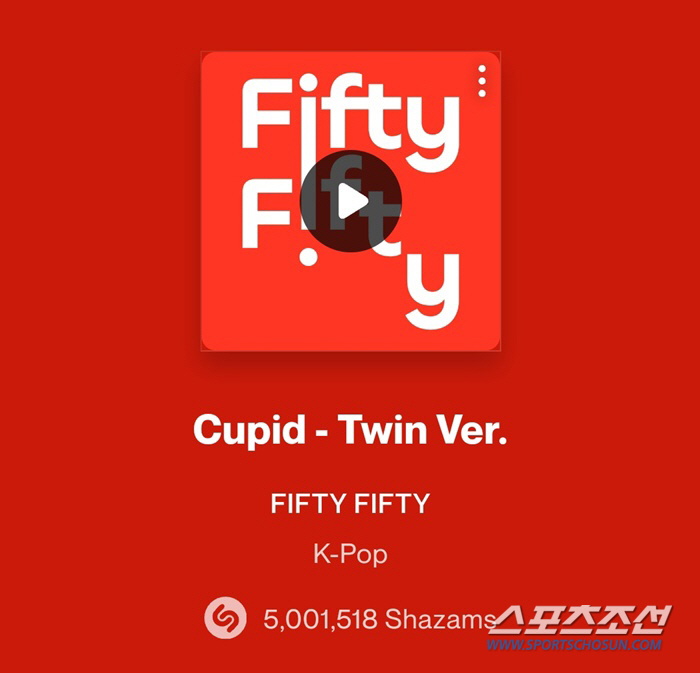 피프티 피프티 'Cupid-Twin-ver.', 샤잠(Shazam) 500만 돌파…K-팝 그룹 중 BTS 이어 2번째