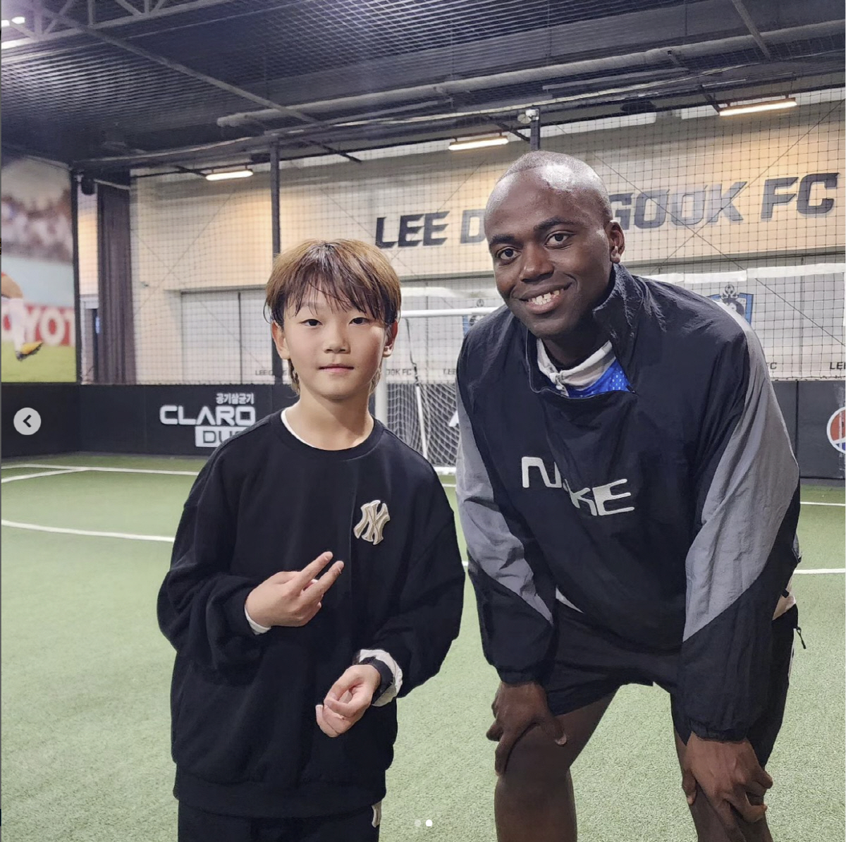 '이동국 子' 시안, 타이거FC 김종국·조나단 만났다.."매너 좋고 축구…