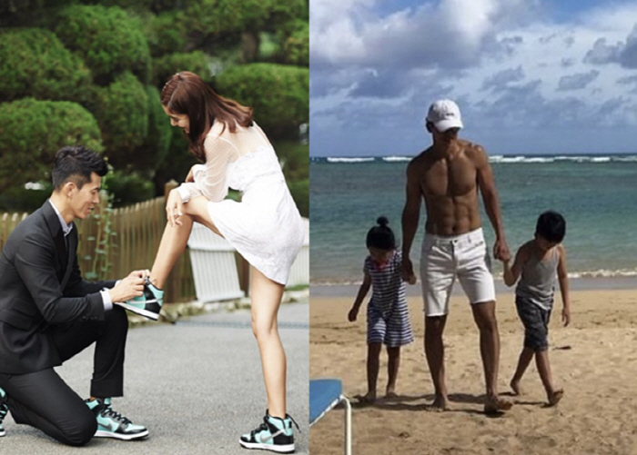 션, ♥정혜영엔 무릎 꿇고 네 아이 손 잡고..'든든한 남편·자상한 아빠…