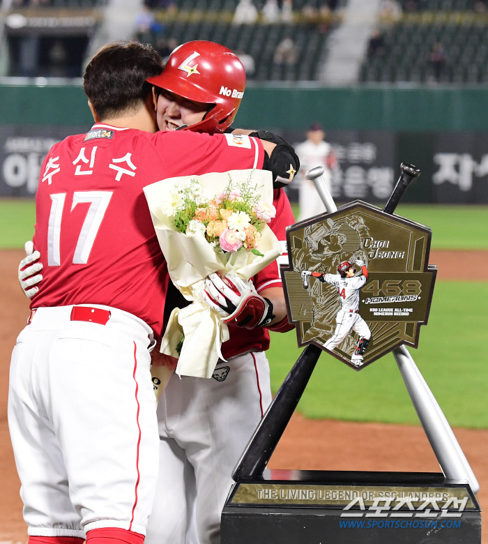 '김광현→추신수→노시환→친동생까지' 최정의 통산 홈런 1위 등극을 축하했…