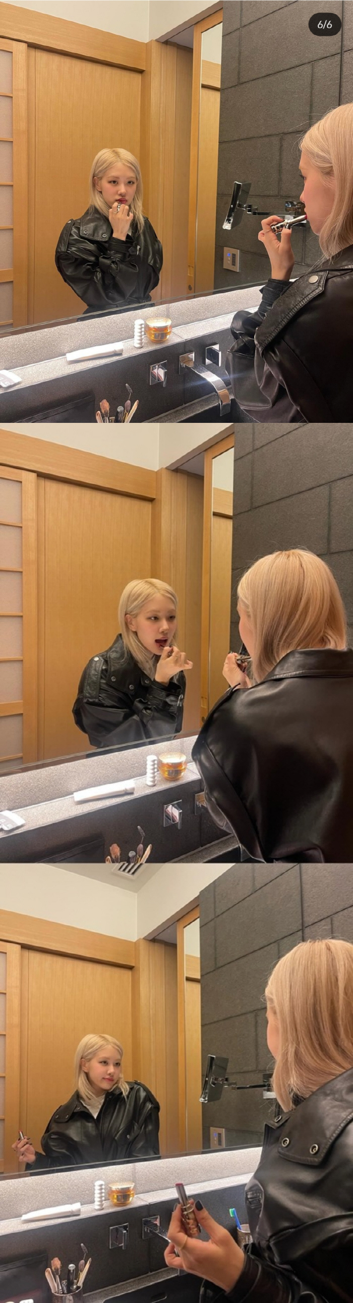 블랙핑크 로제, 거울 속 비치는 셀카도, 금발 머릿결도 완벽 그 자체