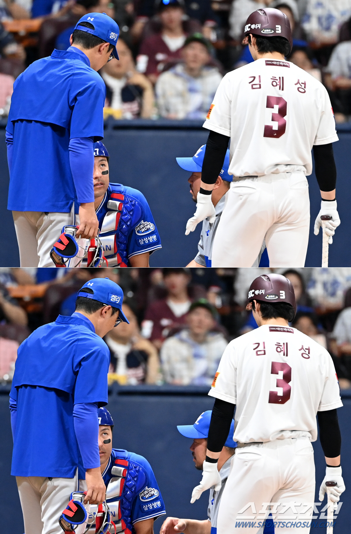 파울타구 맞은 강민호, 원망스러운 김혜성에 레이저 눈빛 발사 '앞으로 치…