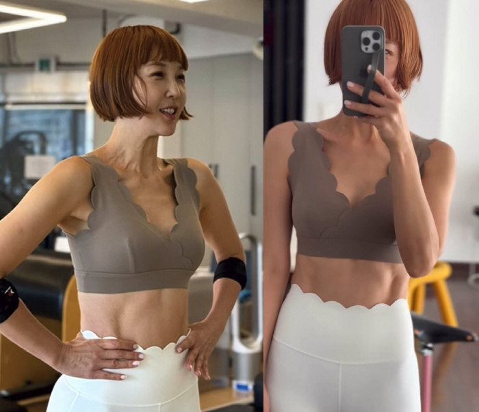 최은경, 50대 안 믿기는 초콜릿 복근 "하체 운동하고 기어나옴"