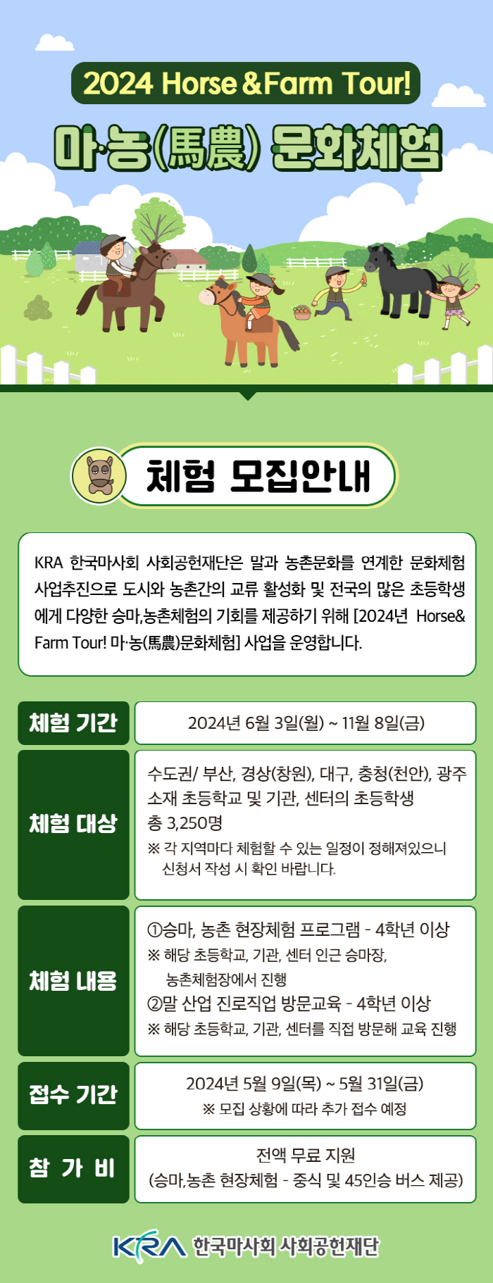 [경마] '도시 아이들에게 선사하는 농촌과 말의 경험' 한국마사회 사회공헌재단, 마·농 문화체험 전국 확대 시행