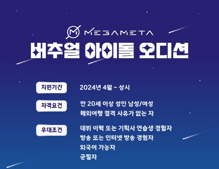 제2의 플레이브 나오나? 메가메타, 슈퍼스토리와 버추얼 아이돌 오디션