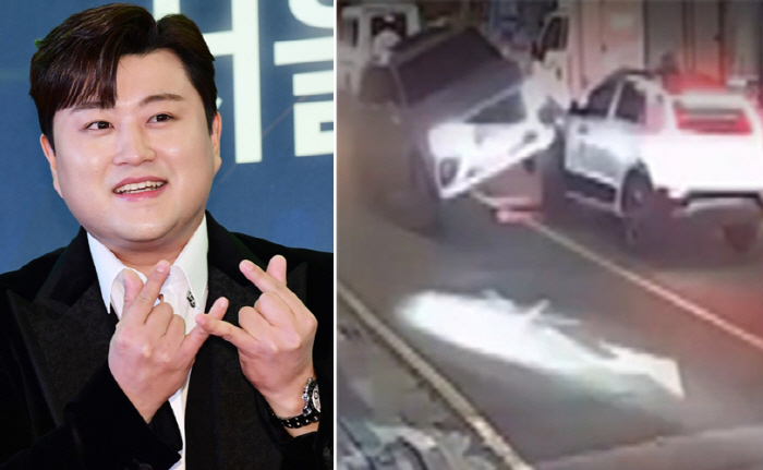 [SC이슈]앞바퀴 들려 택시와 쿵…김호중 차량 사고 CCTV 공개→공연은…