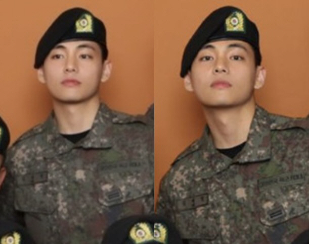 방탄소년단 뷔, 특임대 복무 근황..베레모로 완성한 훈훈 비주얼