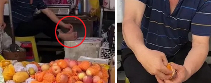발 만진 손으로 귤 까서 손님에 먹인 노점상 '경악'